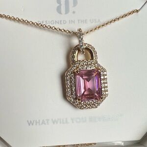 BP rose quartz gold necklace Locked and Loaded